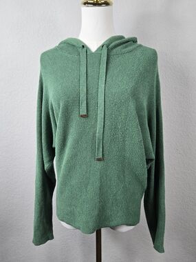 Cyrus The Waffle Hoodie Green Waffle Knit Dolman Pullover Sweatshirt Size S